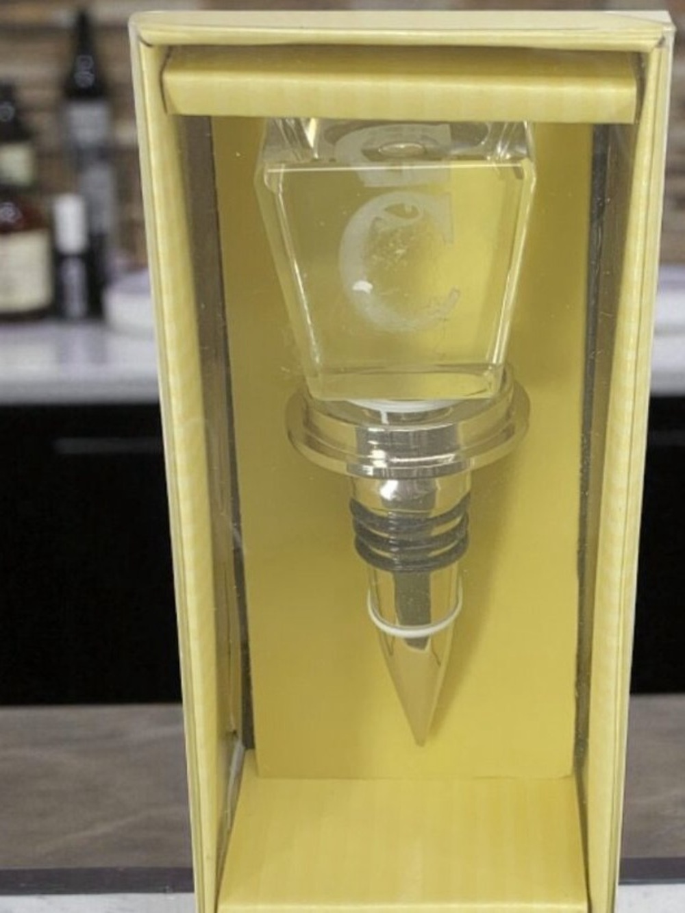 Yellow Glass and Silver Wine Bottle Stopper - Home Dining